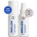 Professioneller EyeAm Brillenreiniger 50ml im 250er‑Set, streifenfreie Brillenpflege für Gläser aus Glas & Kunststoff. Personalisierbar mit Ihrem Logo und Ihrer Adresse für Fachgeschäfte.