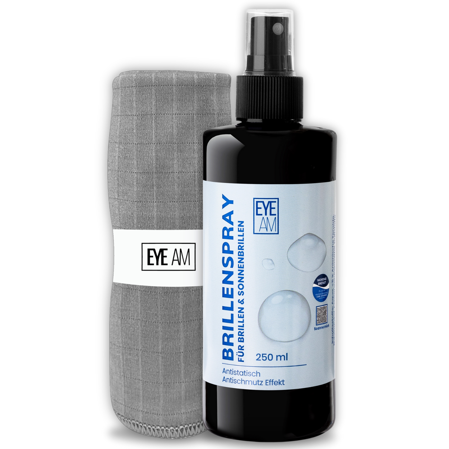 Brillenreiniger Classic – Set mit 250ml Reinigungsflüssigkeit und fusselfreiem Mikrofasertuch für streifenfreie Sicht