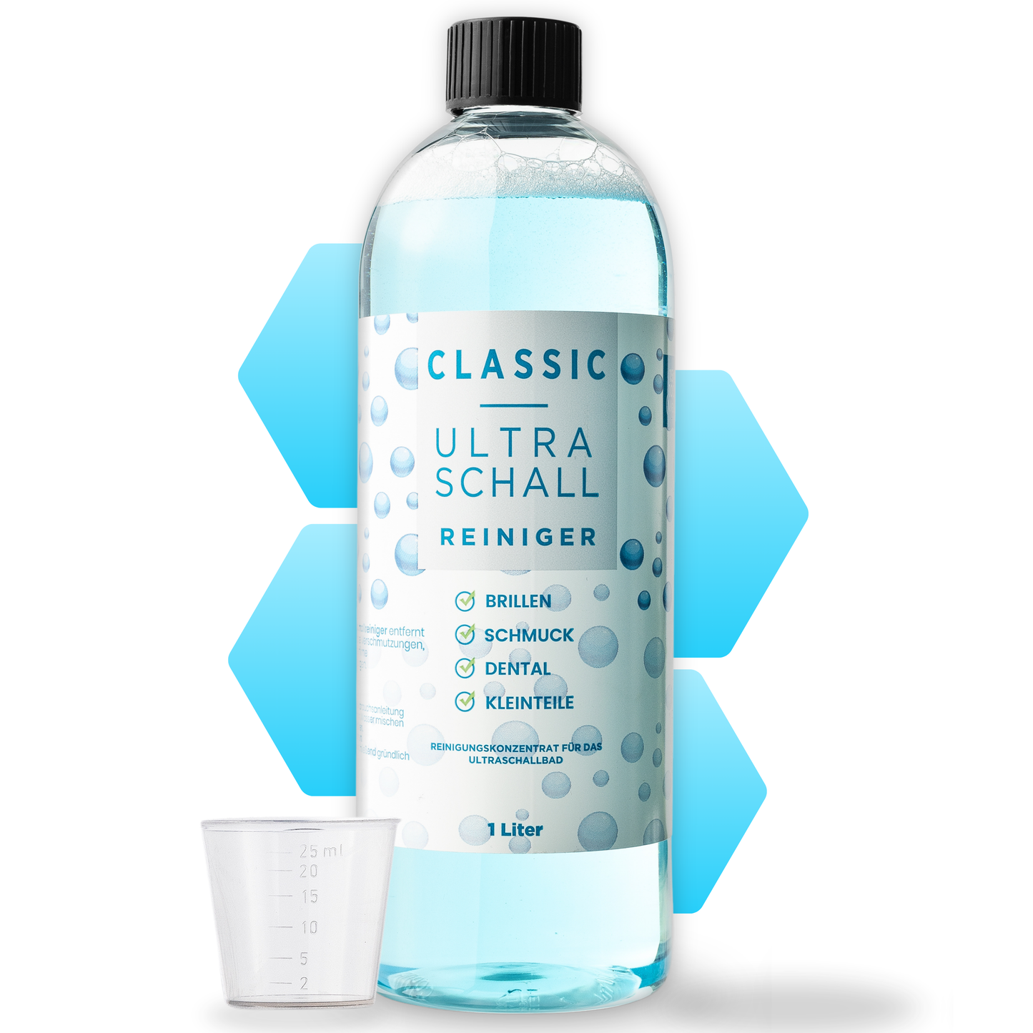 EyeAm Classic Ultraschallreiniger 1000ml Inkl. Messbecher - Ideal für Brillen, Schmuck, Zahnersatz