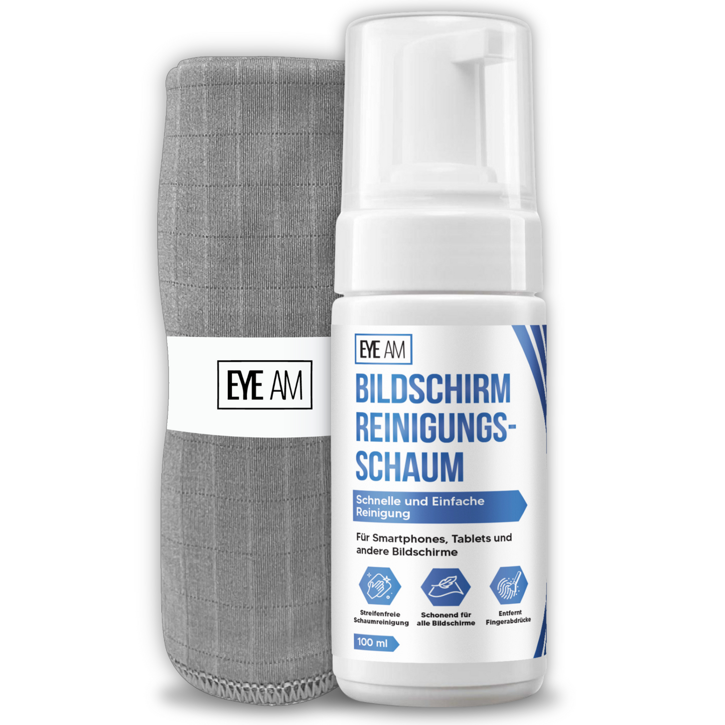 Displayreiniger Schaum für Smartphone und Tablet mit Mikrofasertuch