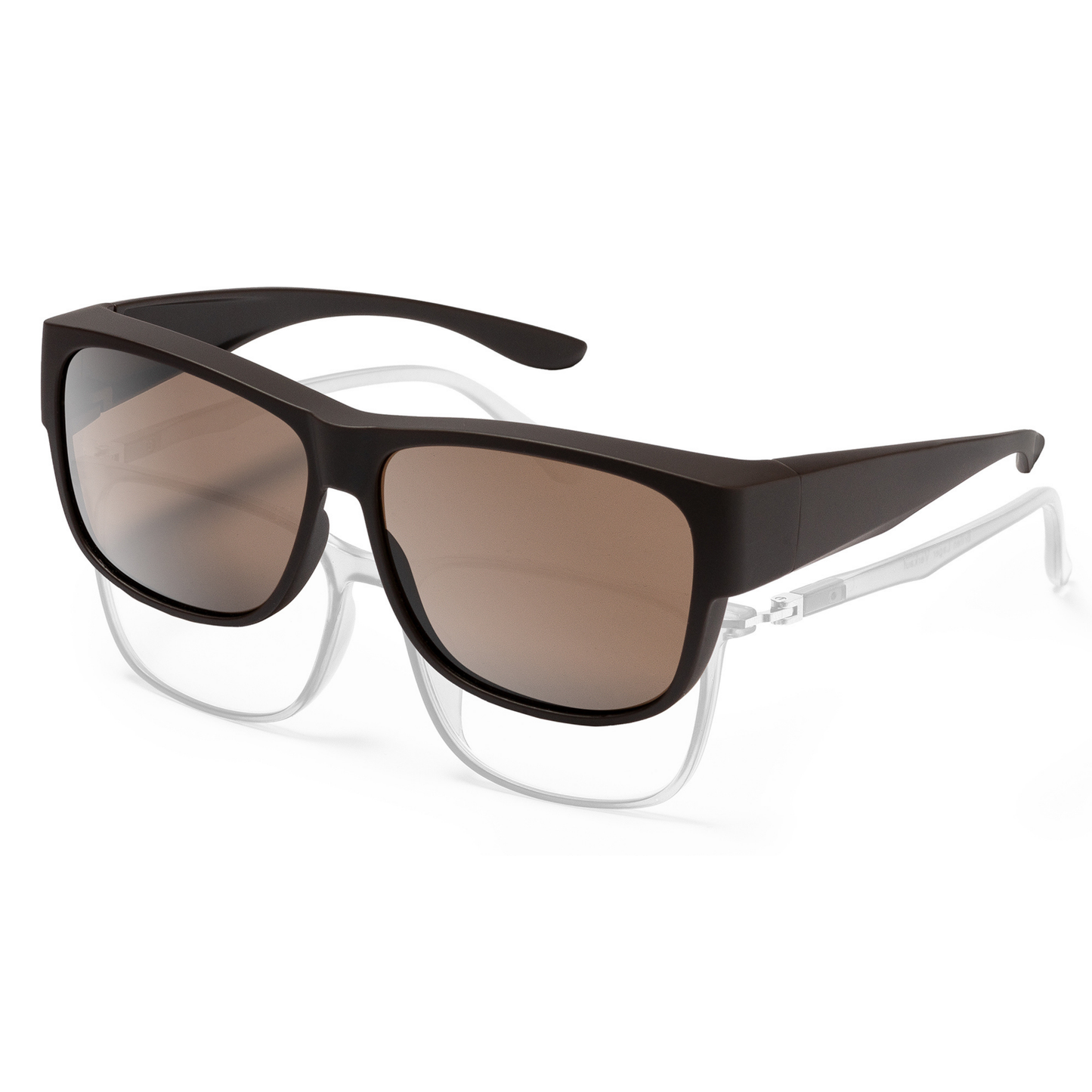 EyeAm Überziehbrille Braun – Polarisierte Sonnenbrille zum Tragen über Korrekturbrillen, modernes Unisex-Design