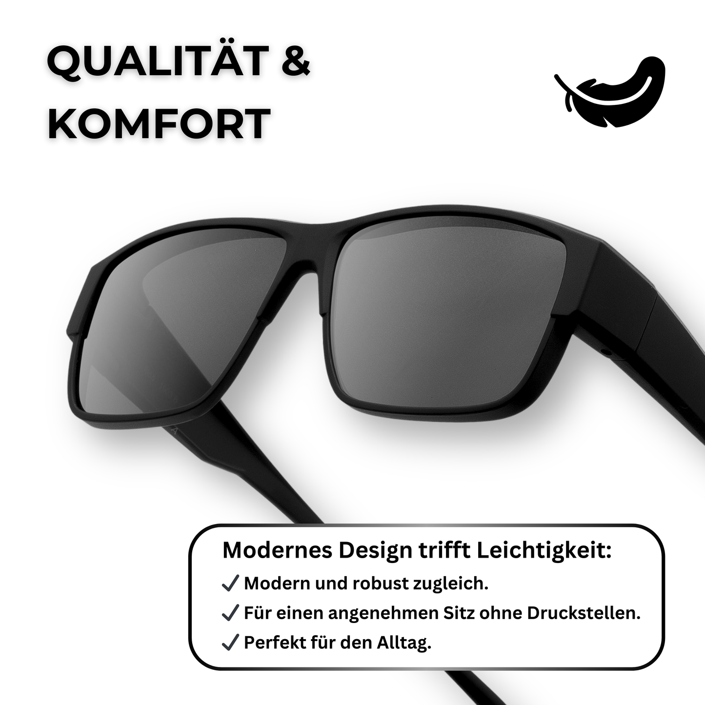 EyeAm Überziehbrille Schwarz – hochwertige Verarbeitung, federleichtes Gewicht, stilvolles Design für Alltag & Reisen