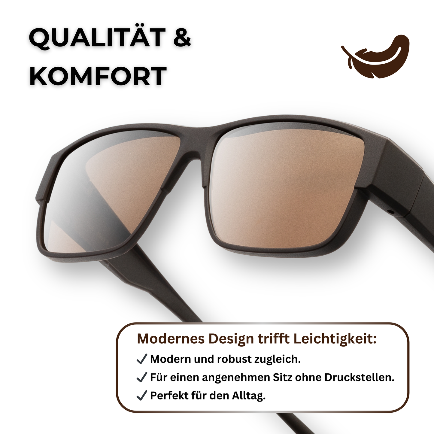 EyeAm Überziehbrille Braun – hochwertige Verarbeitung, federleichtes Gewicht, stilvolles Design für Alltag & Reisen