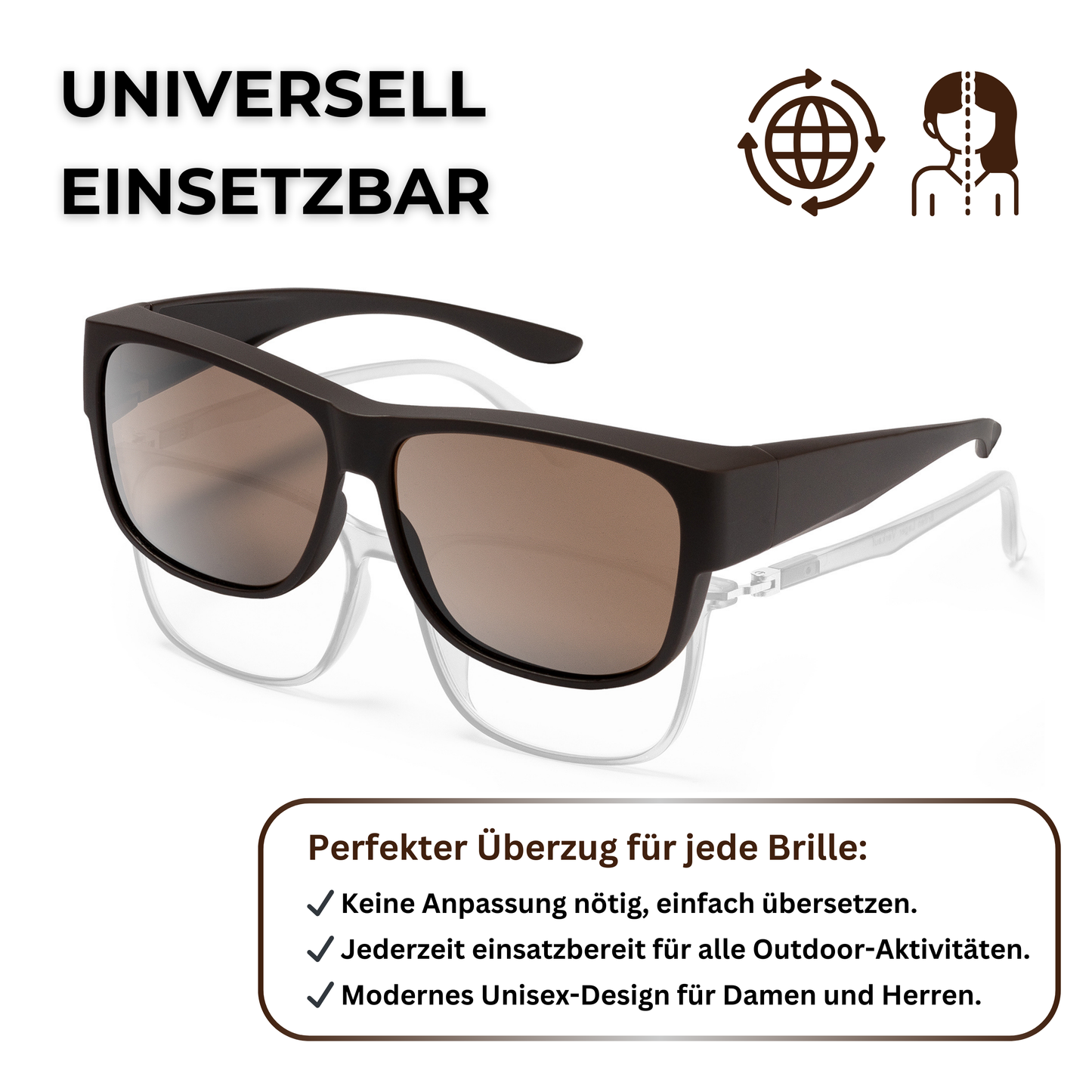 EyeAm Überziehbrille passend für alle Korrekturbrillen – Unisex-Design für Damen & Herren, einfach aufsetzen