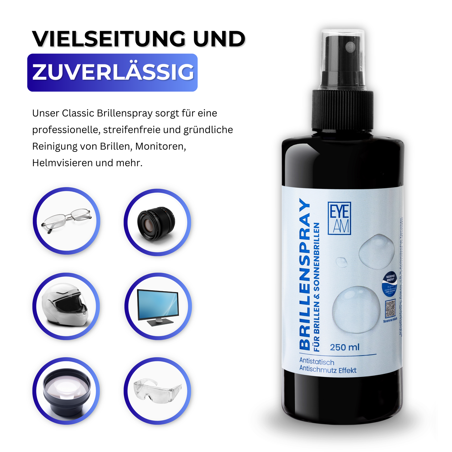 EyeAm Brillenreiniger im Haushalt einsetzbar – für Smartphones, Monitore, Spiegel, Schmuck und mehr.