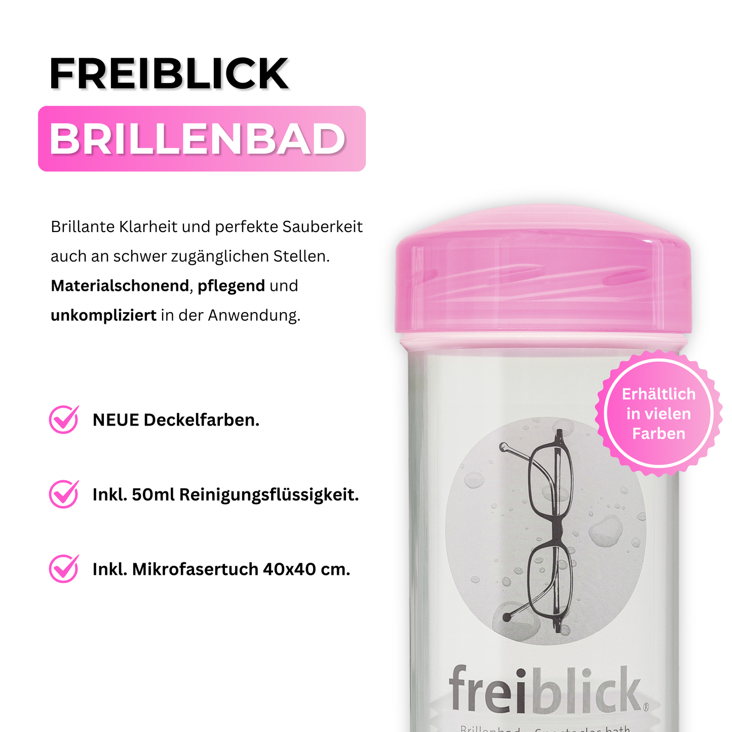 EyeAm Freiblick Brillenbad im Set mit Spezialreiniger und Mikrofasertuch – Komplettlösung für streifenfreie Brillenreinigung