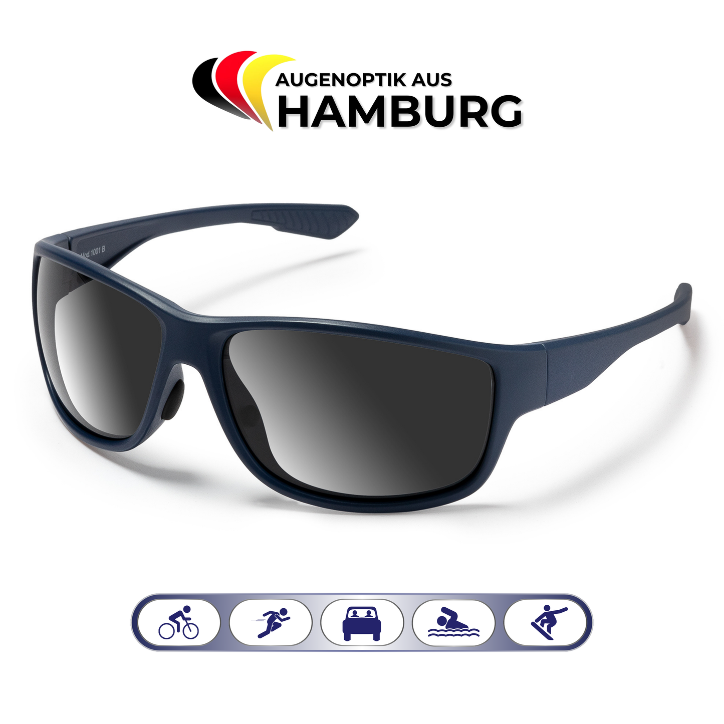 EyeAm Sportbrille Lifestyle 1001 mit Logo ‚Augenoptik aus Hamburg‘ – Optikerqualität für höchsten Sehkomfort