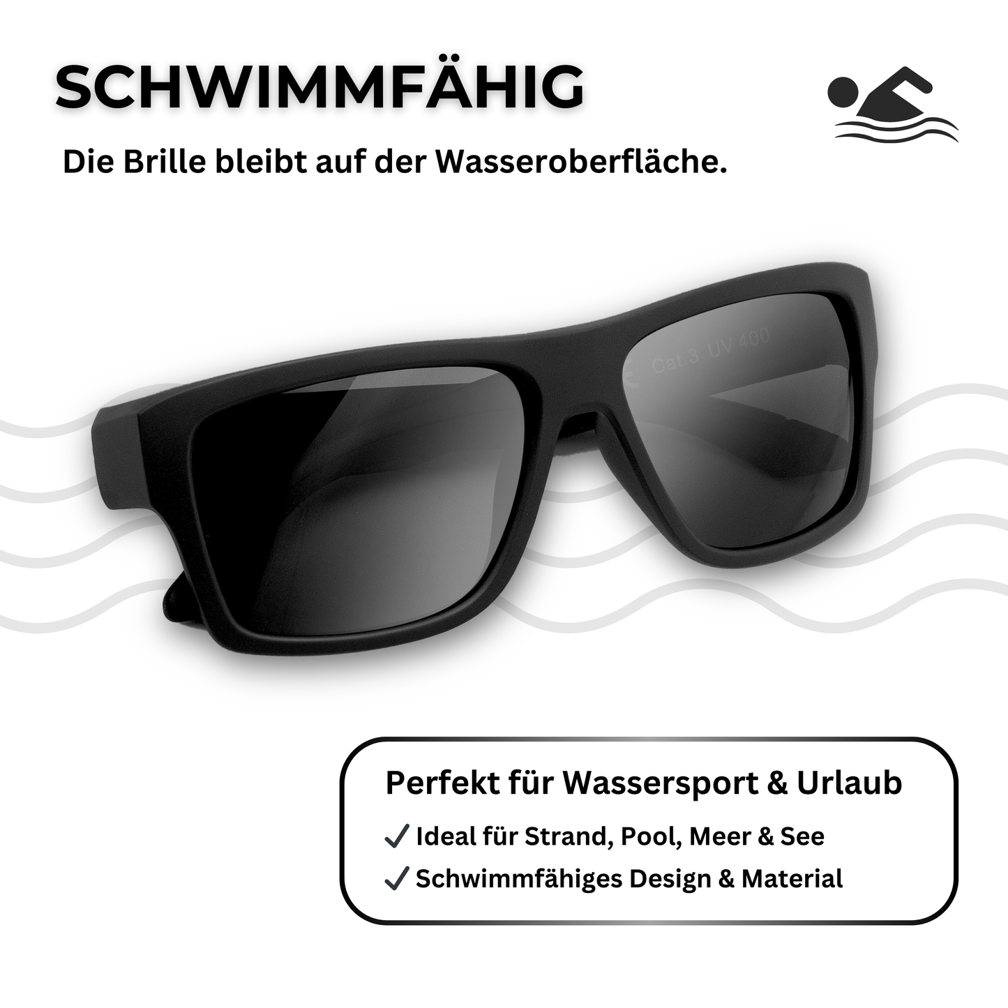 EyeAm Schwimmfähige Sportbrille – schwimmt auf Wasser, ideal für SUP, Bootstouren, Strand und Schwimmen