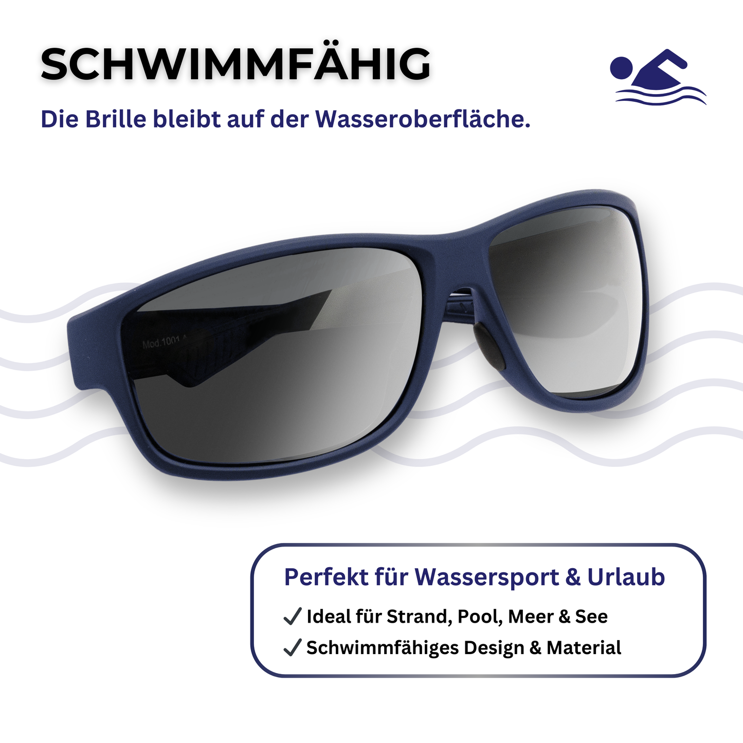EyeAm Schwimmfähige Sportbrille – schwimmt auf Wasser, ideal für SUP, Bootstouren, Strand und Schwimmen