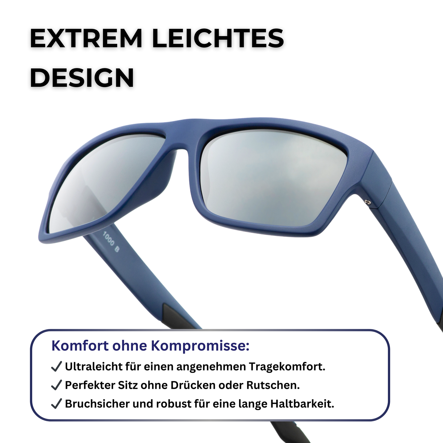 Federleichte EyeAm Sportbrille – hoher Tragekomfort, kein Verrutschen oder Drücken, ideal für lange Nutzung