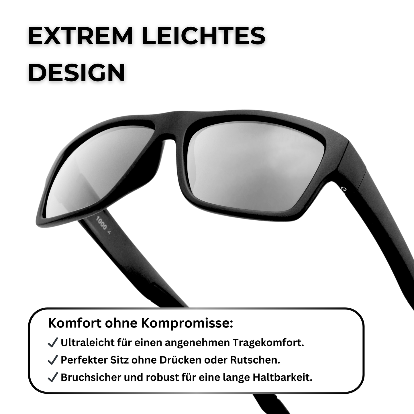 Federleichte EyeAm Sportbrille – hoher Tragekomfort, kein Verrutschen oder Drücken, ideal für lange Nutzung