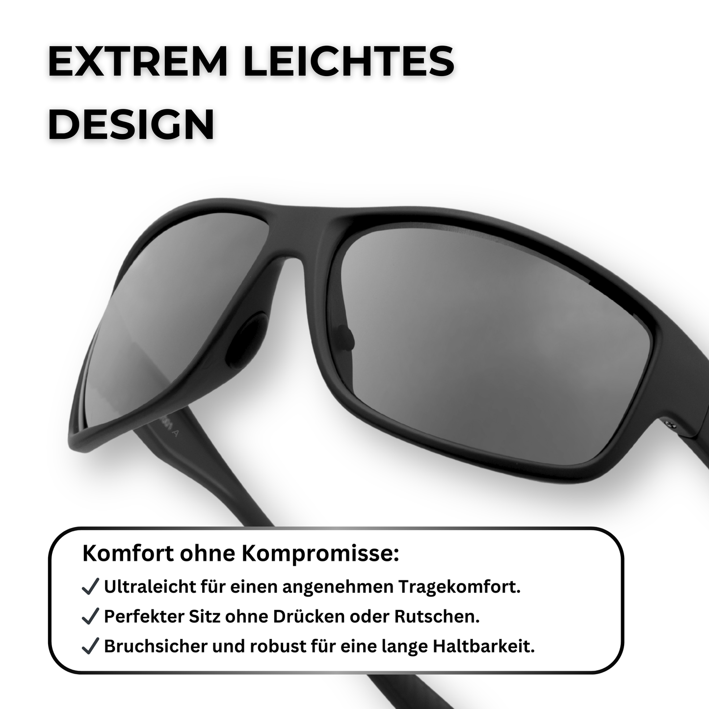 Federleichte EyeAm Sportbrille – hoher Tragekomfort, kein Verrutschen oder Drücken, ideal für lange Nutzung