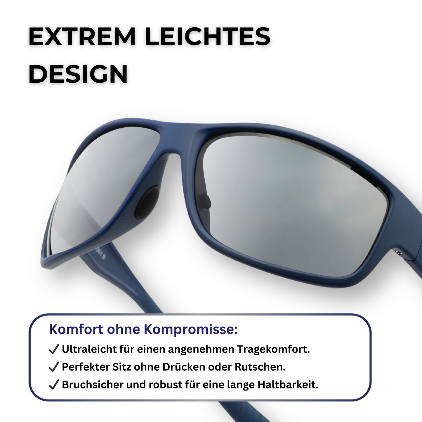 Federleichte EyeAm Sportbrille – hoher Tragekomfort, kein Verrutschen oder Drücken, ideal für lange Nutzung