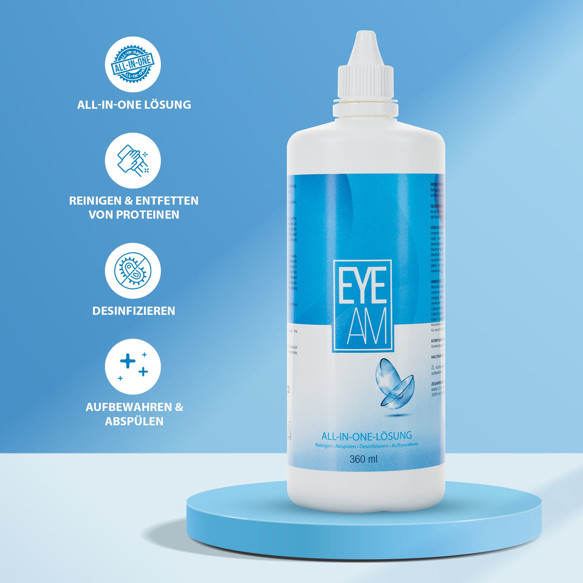 Kontaktlinsen-Pflegemittel 4x360ml + 200ml Reise-Set (All-In-One Lösun –