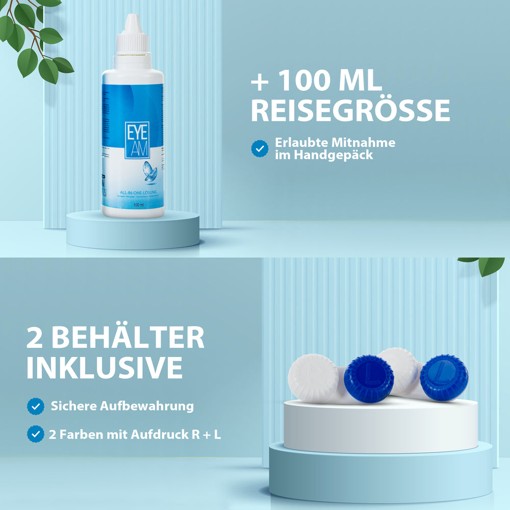 
                  
                    Kontaktlinsen-Pflegemittel 2x360ml + 100ml Reise-Set (All-In-One Lösung)
                  
                