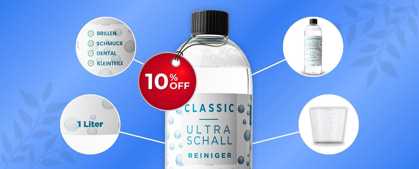 EyeAm Classic Ultraschallreiniger Konzentra – Reinigungsmittel für Brillen, Schmuck, Uhren und empfindliche Gegenstände im Ultraschallbad, alkoholfrei und hautfreundlich.