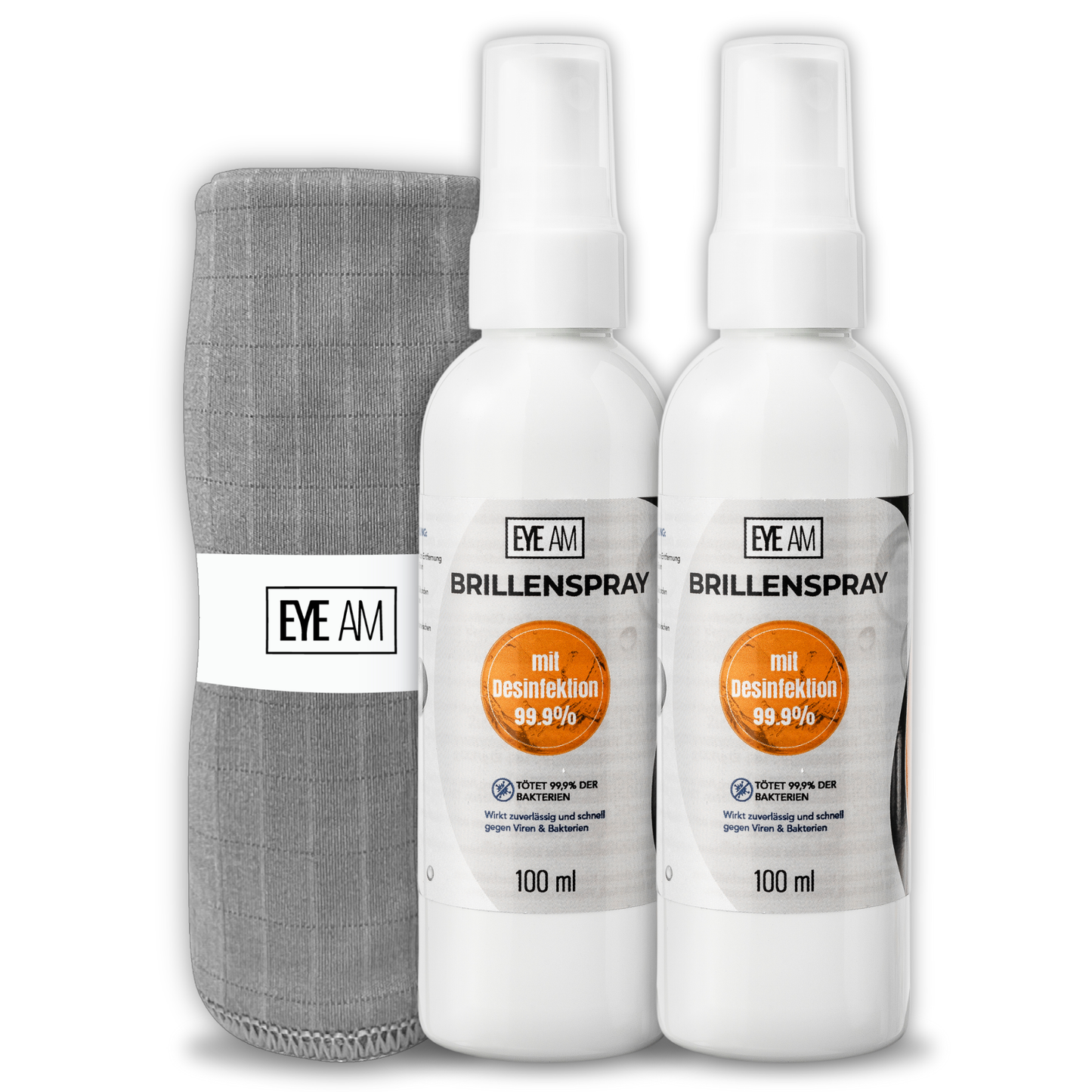 Desinfizierendes Brillenspray im praktischen 2er-Set mit je 100ml Inhalt – für hygienische Brillenpflege, inklusive fusselfreiem Reinigungstuch