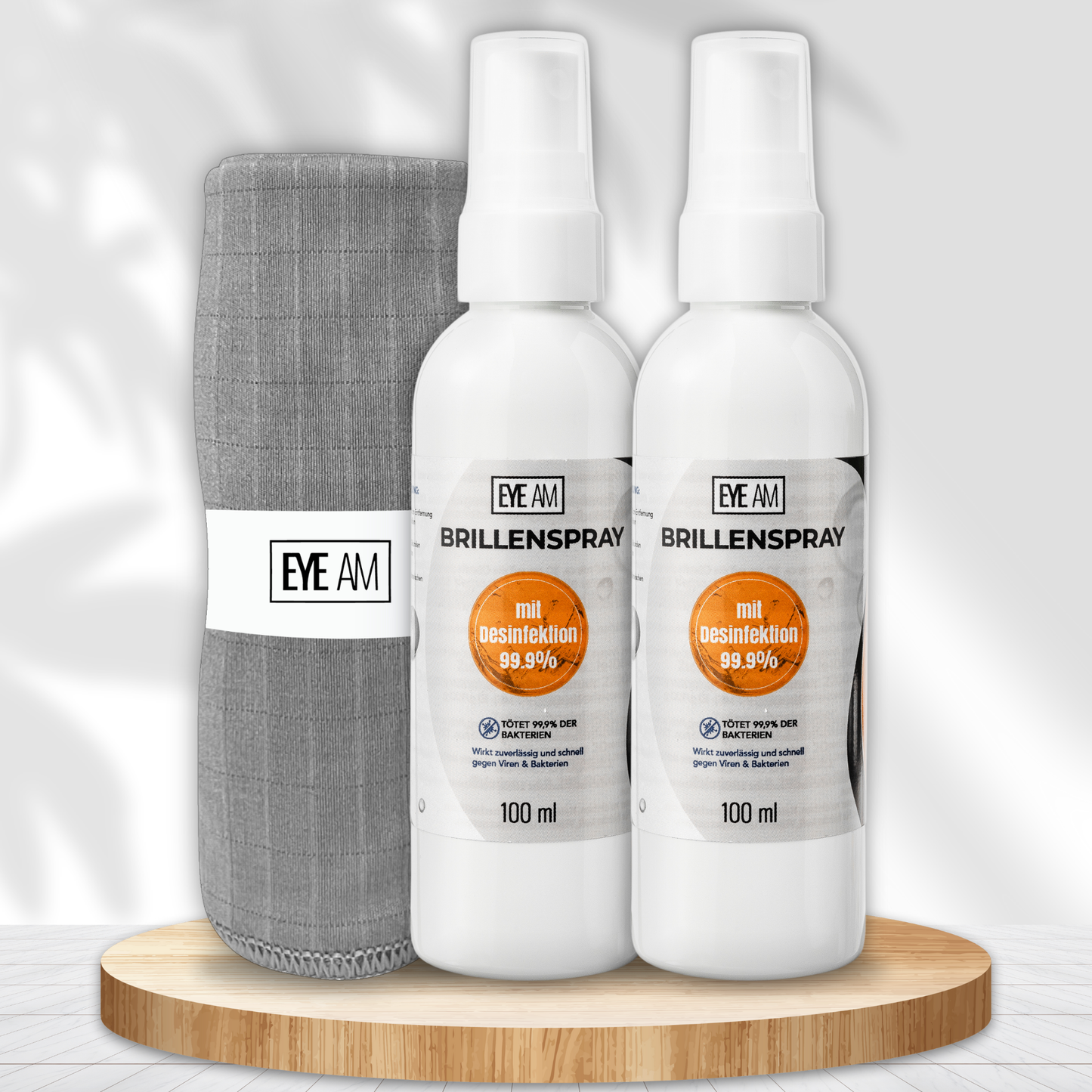 EyeAm Brillenspray mit desinfizierender Wirkung – 2x100ml & Mikrofasertuch