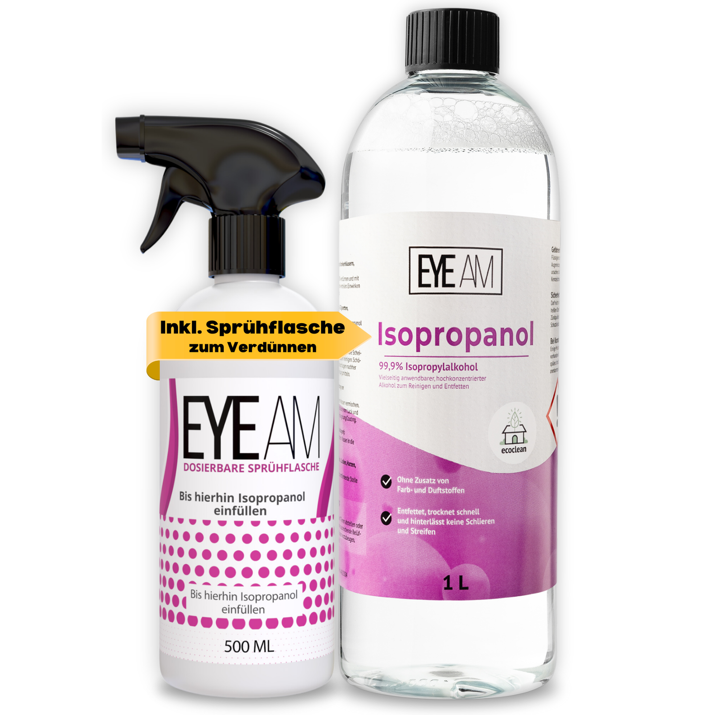 Isopropanol Reinigungsalkohol IPA 99,9% 1000ml mit 500ml Sprühflasche 