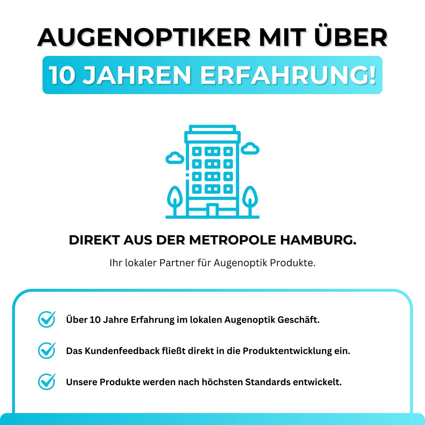 EyeAm Brillenspray basiert auf über 10 Jahren Erfahrung aus der Augenoptik. Für professionelle Reinigung, streifenfreie Ergebnisse und optimale Pflege Ihrer Brille.